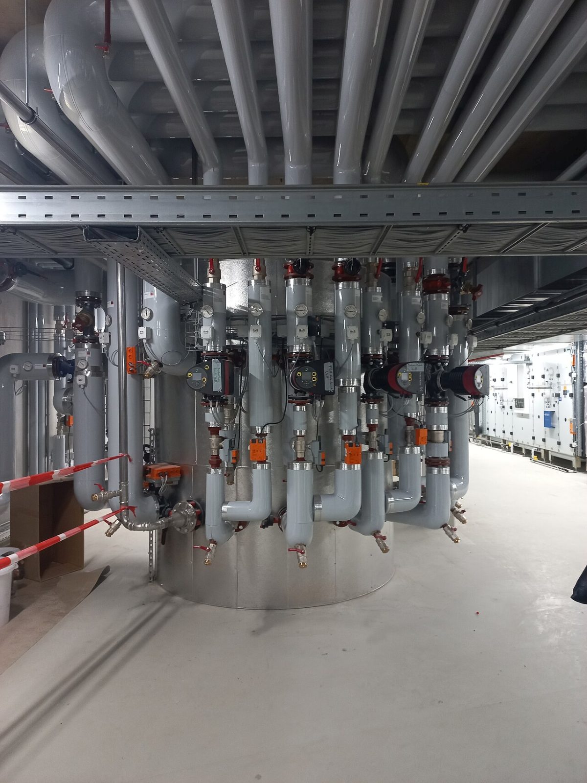 pool plant room with pumps and filtration pipework