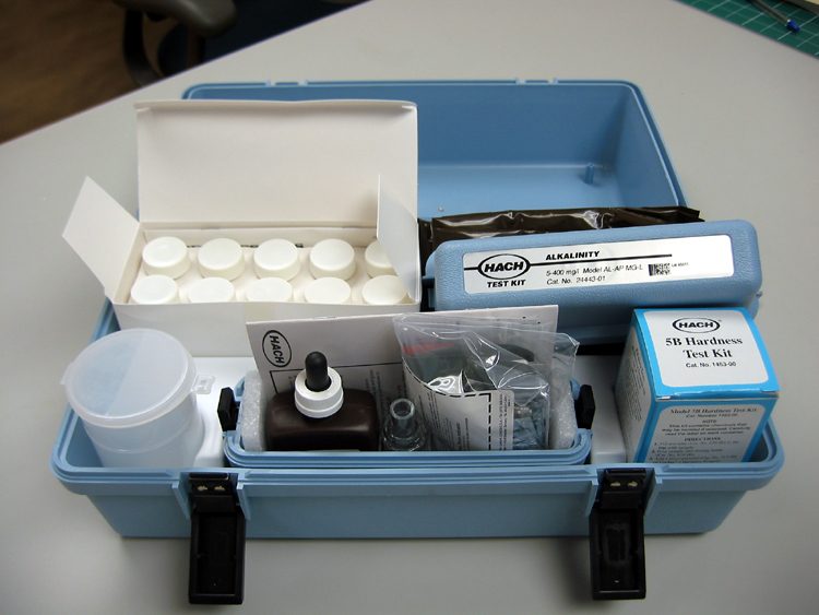 open water test kit case with reagents and vials